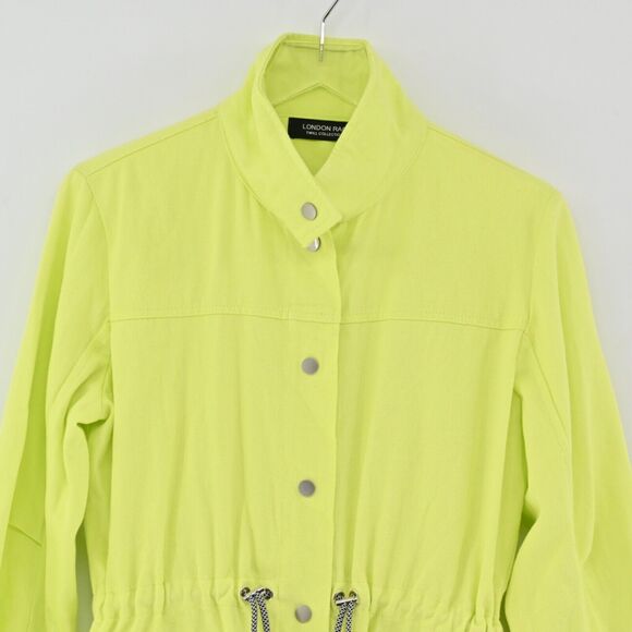 LONDON RAG Jacket‎ Womens Size M Chartreuse 100% Cotton Twill Collection Utility - Picture 2 of 13